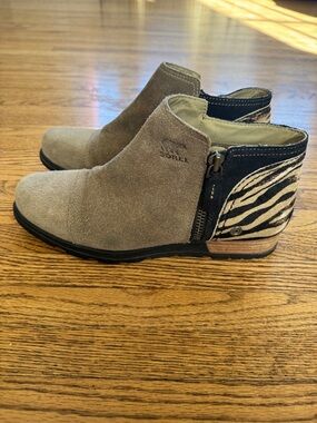 Sorel Major Low Suede Zebra Print Ankle Boots